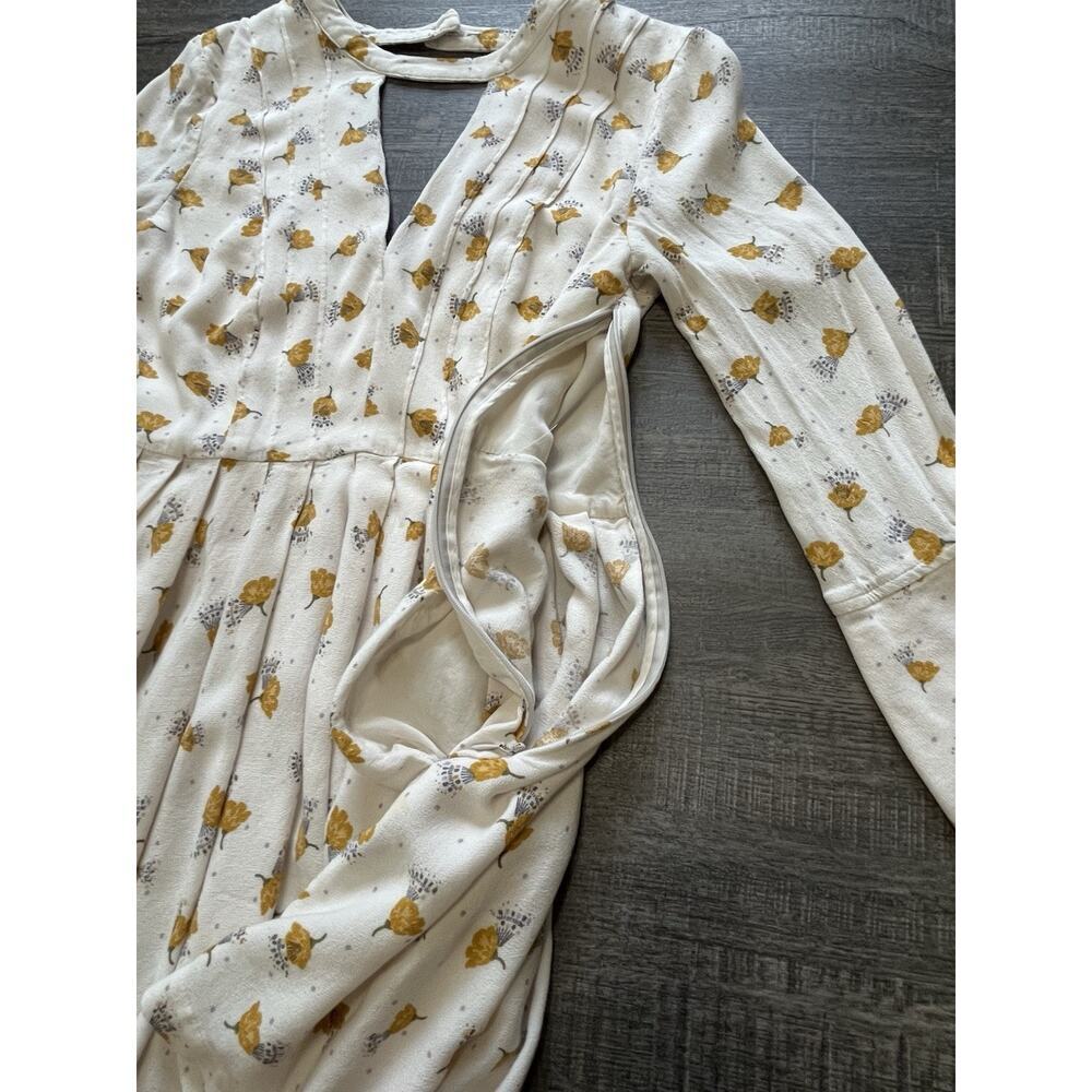 Free People Womens Tegan Long Bell Sleeve Floral Printed Boho Mini Dress Size 2 - Picture 5 of 13